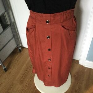 MARC BURNT ORANGE TERRACOTA NEW YORK MIDI SKIRT M